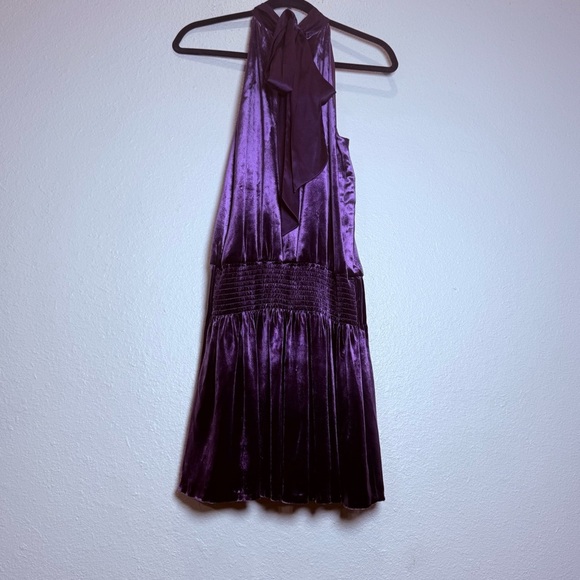 Ramy Brook Paige Purple Velvet Silk Blend Halter Dress Size Small - Picture 8 of 8